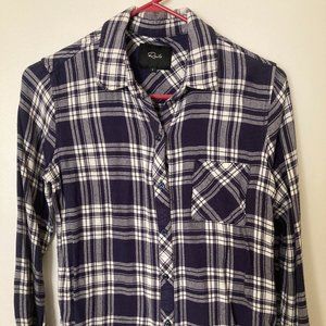 Rails Navy Blue Plaid Button Front Shirt